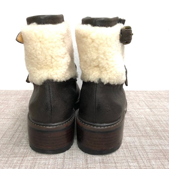 Coach Gabriella Chestnut Natural Vtg Leather Shearling, Ankle Boot Women Size 6B - Picture 4 of 8